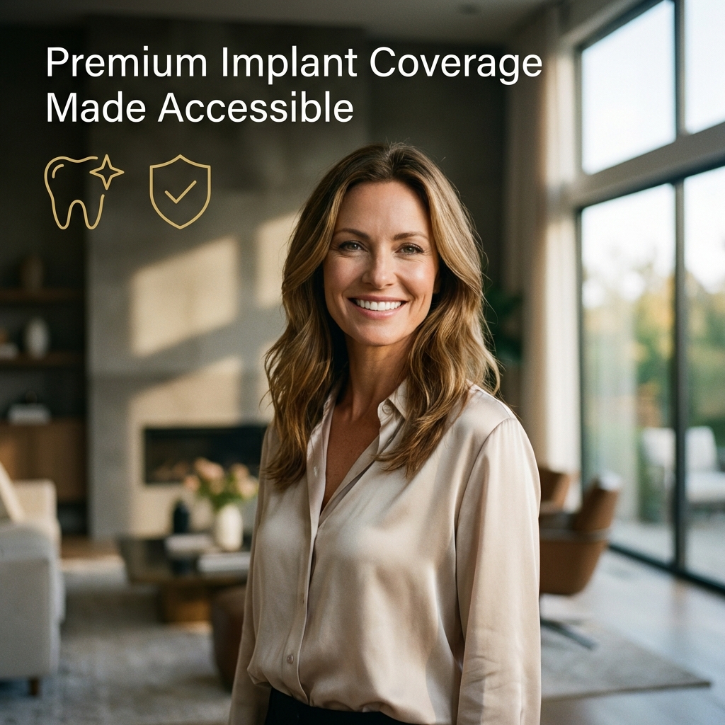 Dental insurance that covers implants shown by confident person with a bright, healthy smile