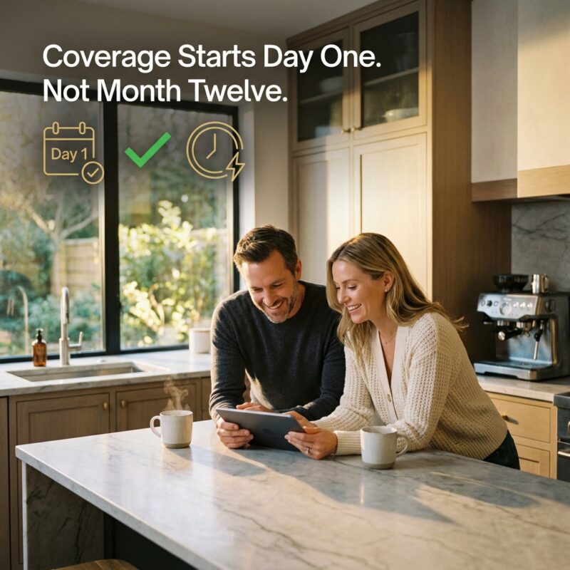 No waiting period dental insurance shown by happy couple reviewing their immediate coverage options