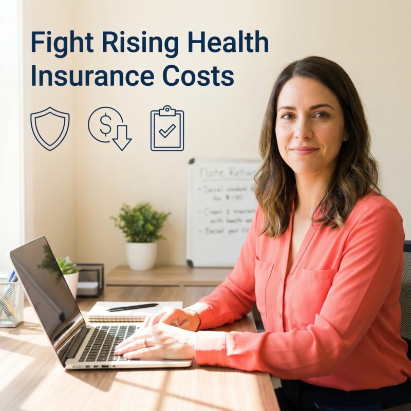 Health insurance cost 2026 — professional couple analyzing health coverage options on laptop in modern living room