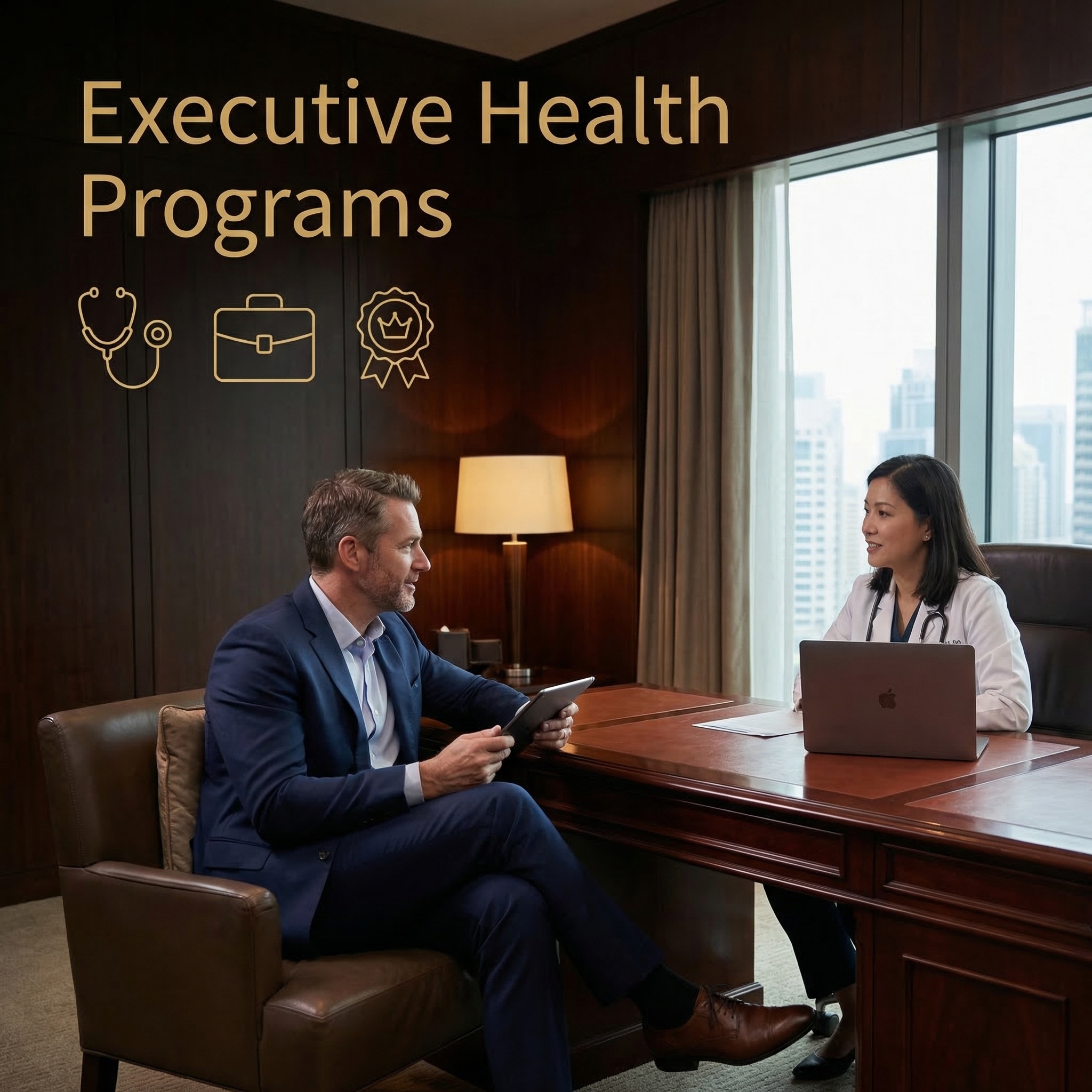 Executive health program participant receiving comprehensive wellness assessment