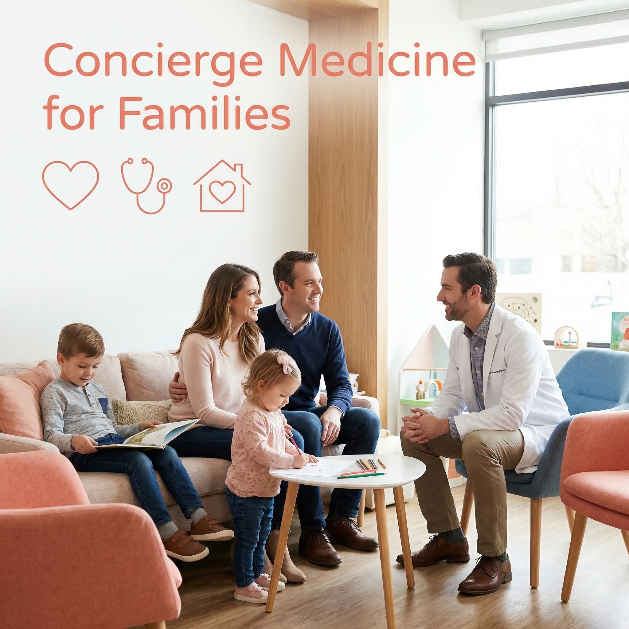 Multi-generational family enjoying time together with access to concierge medicine for families healthcare services