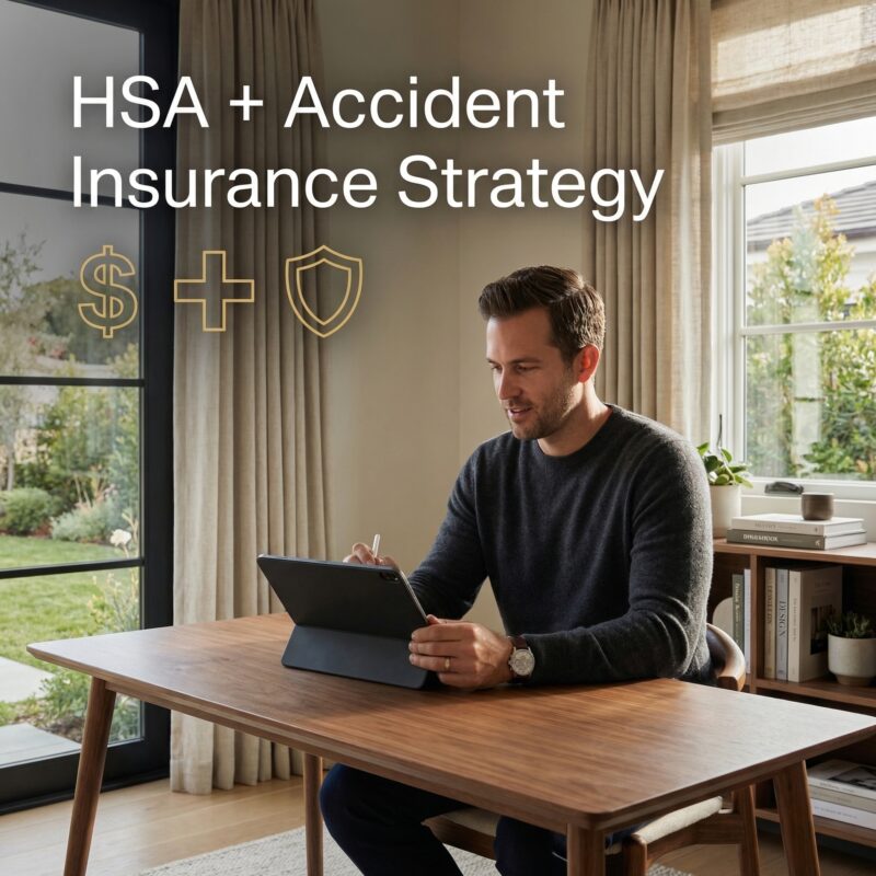HSA and accident insurance concept showing financial growth chart with healthcare savings optimization